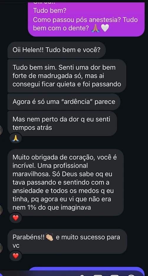 Depoimento de paciente